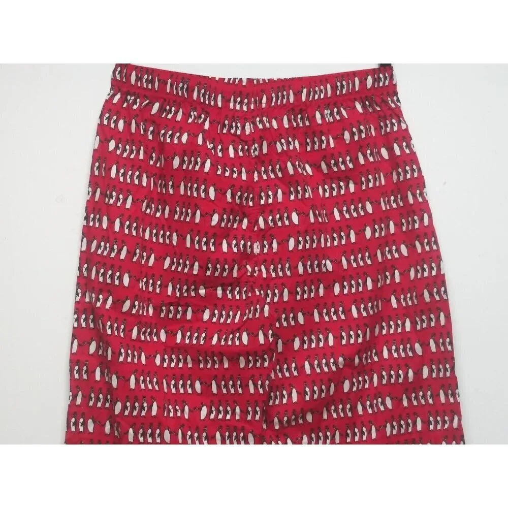 Tommy Hilfiger Men’s Pajama Pants XL Red PENGUIN PRINT allover Lounge Sleep EUC